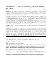 Case Digest: CITY OF MANILA v. CHINESE COMMUNITY OF .